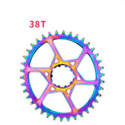 0mm Offset Titanium-Plated Oil Slick Oval Narrow/Wide Chainring
