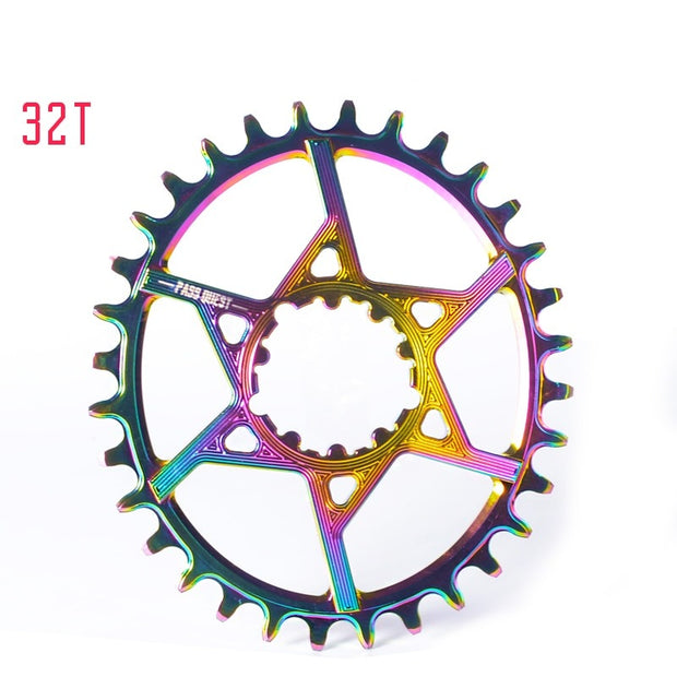6mm Offset Titanium-Plated Oil Slick Oval Narrow/Wide Chainring